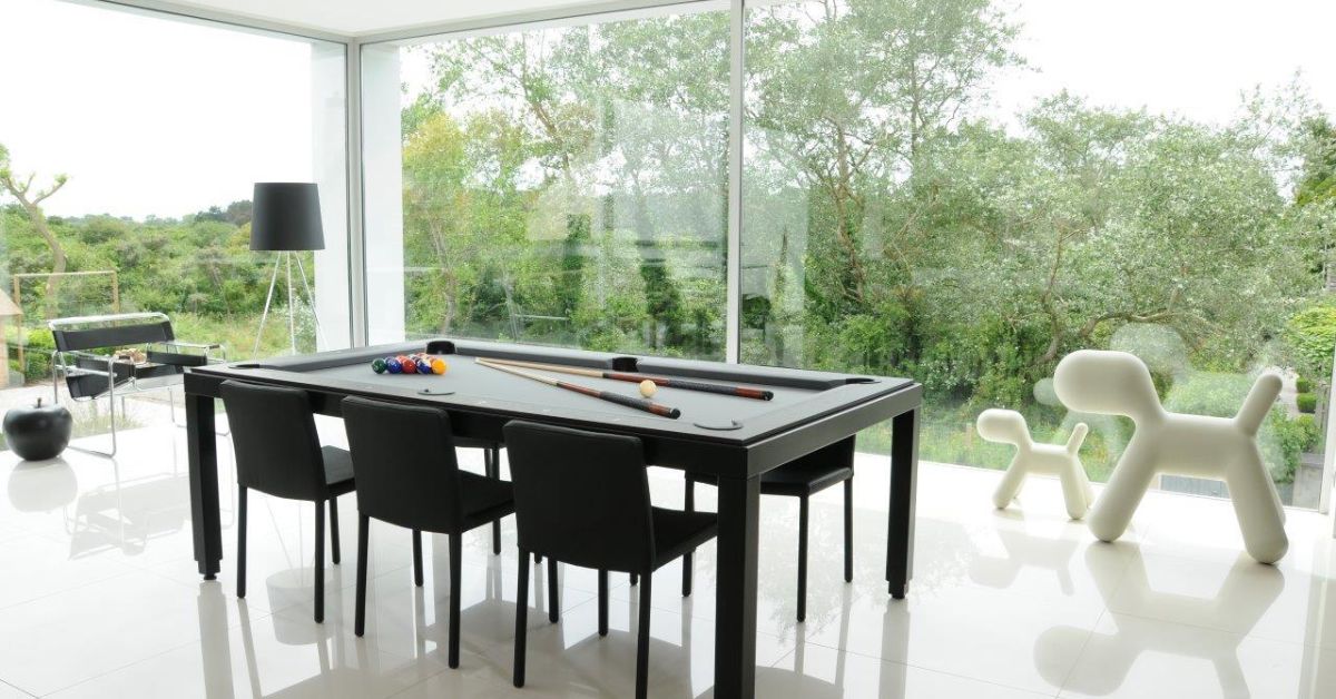 black dining table into pool table