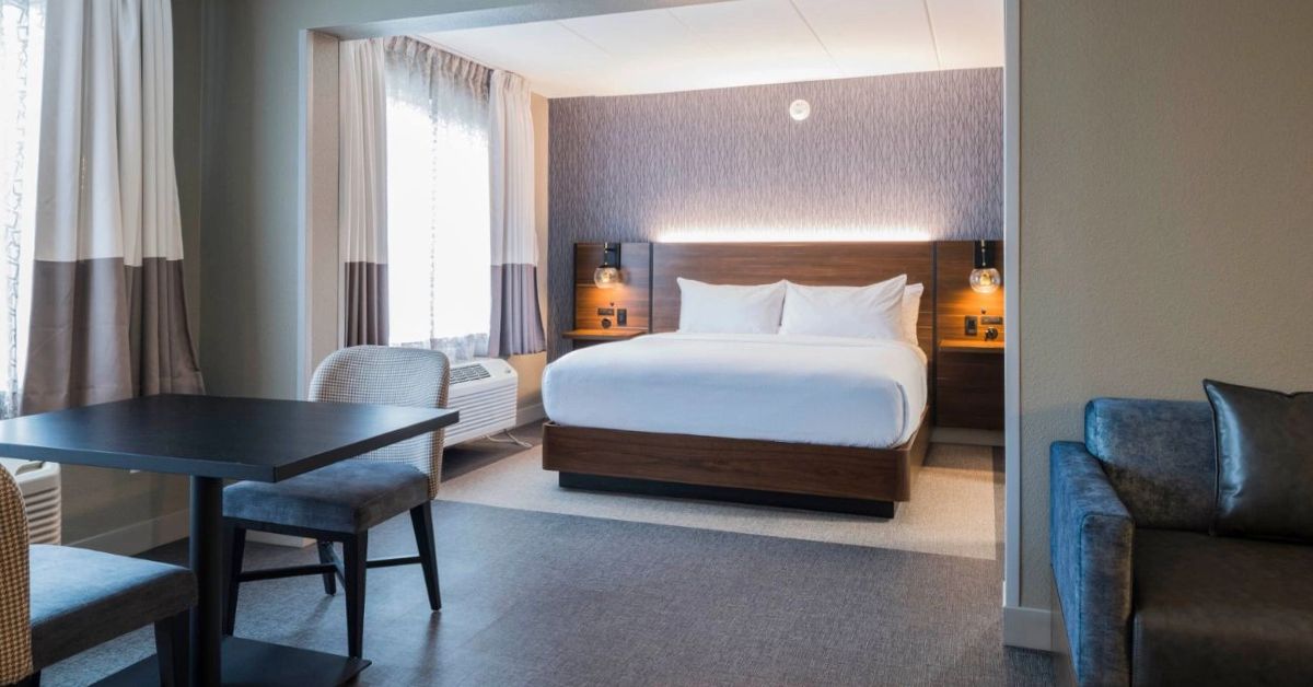 Hotel guest room furniture sourced from India for Four Points by Sheraton Columbus