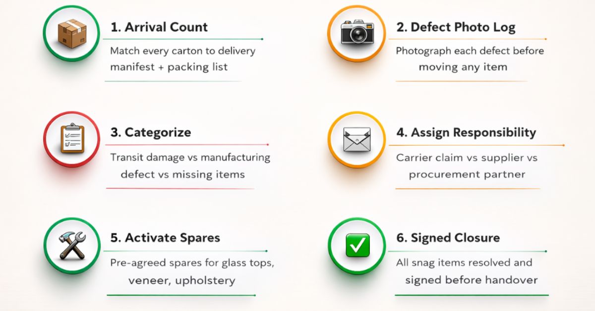 snag free furniture delivery process