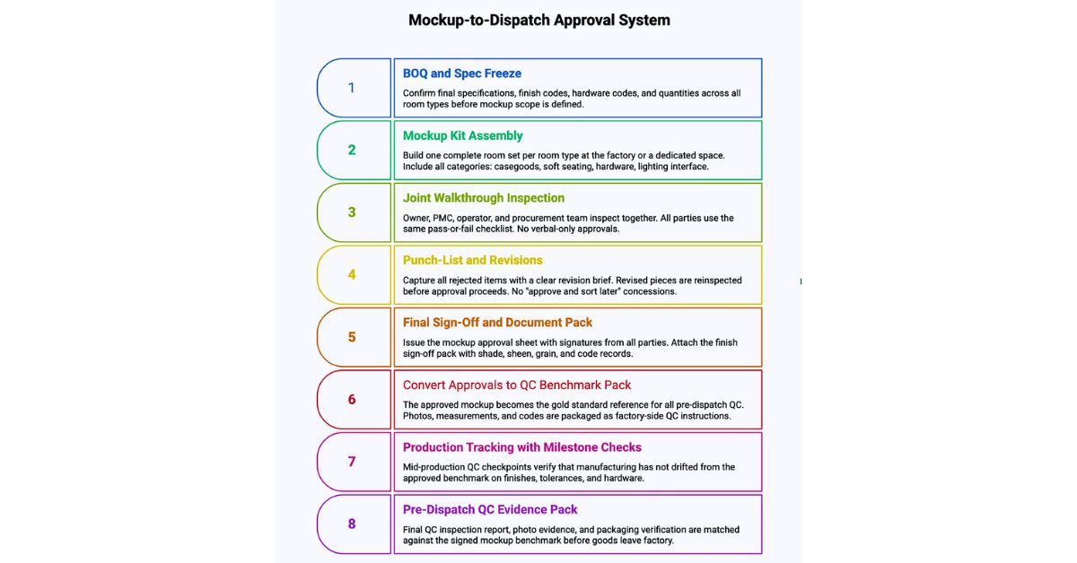 hotel FF&E sample approval workflow