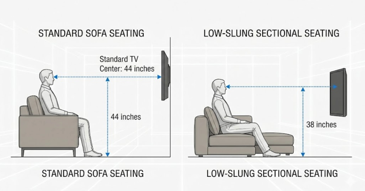 standard sofa seating and low-slung sectional seating