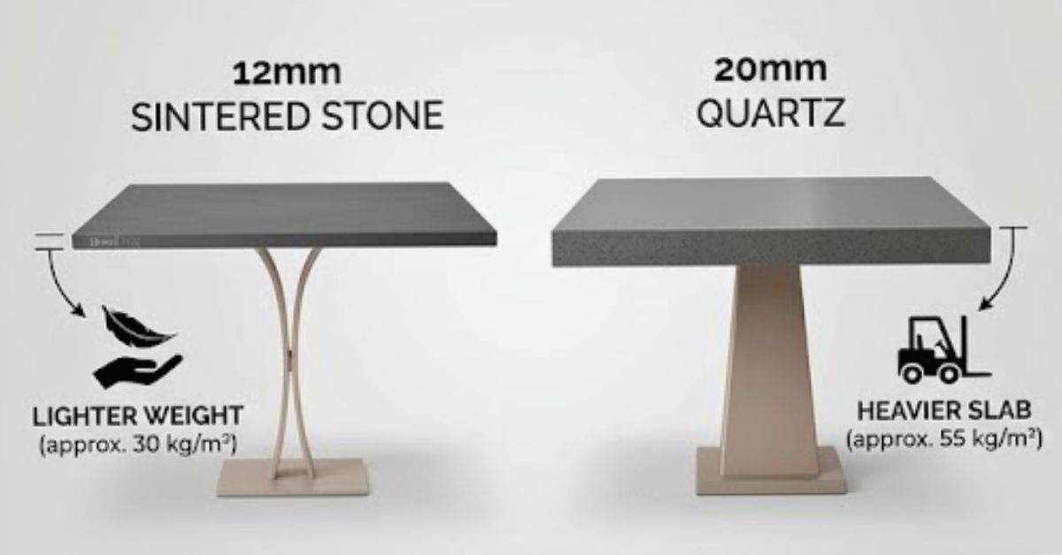 Sintered stone thickness and weight spec