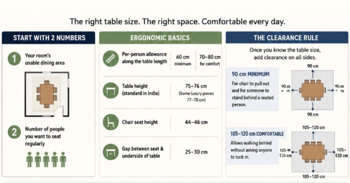 dining table size guide India