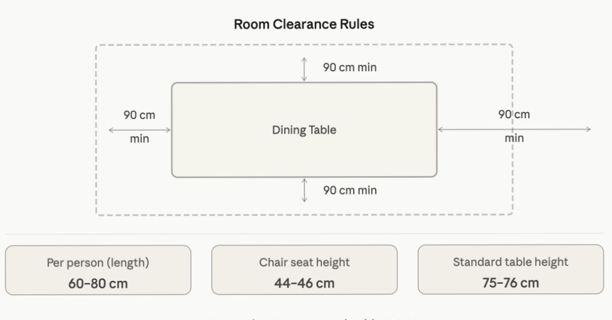 dining table clearance from wall india