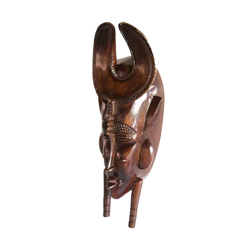 West African Hand Carved Akan With U Shaped Headgear House of Avana