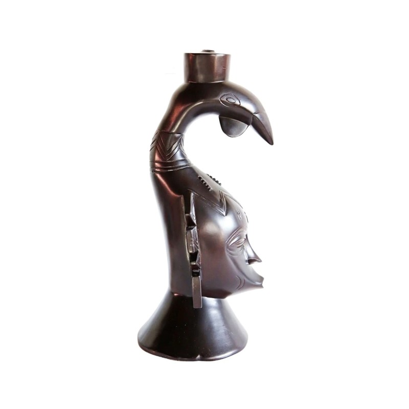 West African Hand Carved Senoufu Mask with Kalao House of Avana