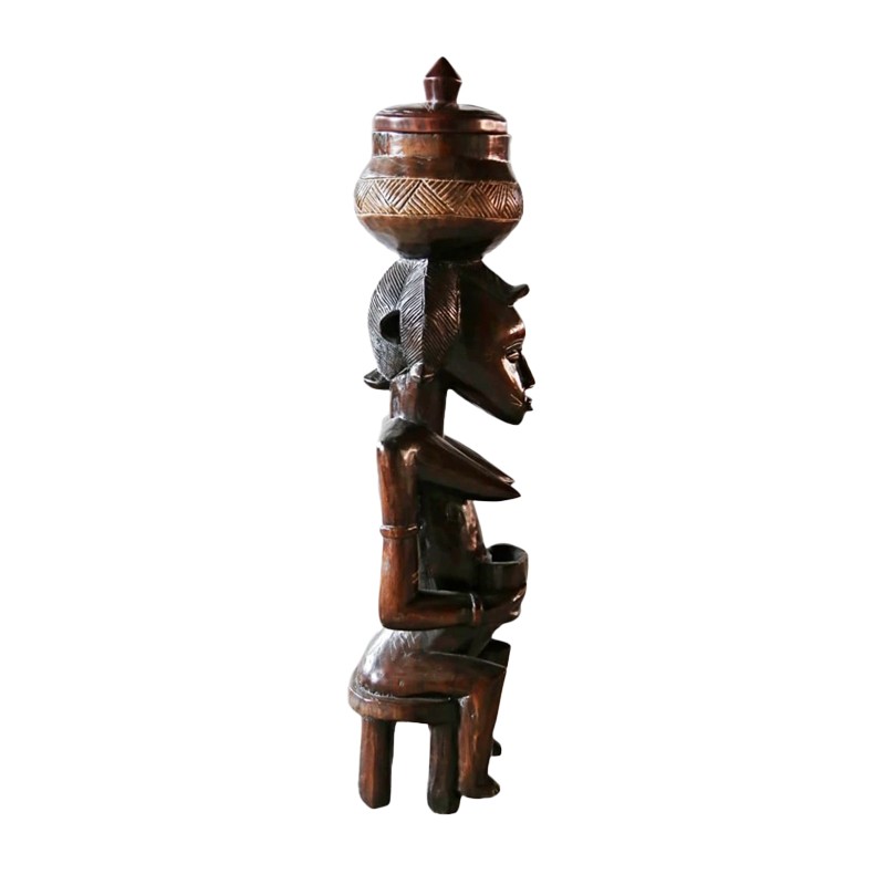 West African Hand Carved Female Statue Peau House of Avana