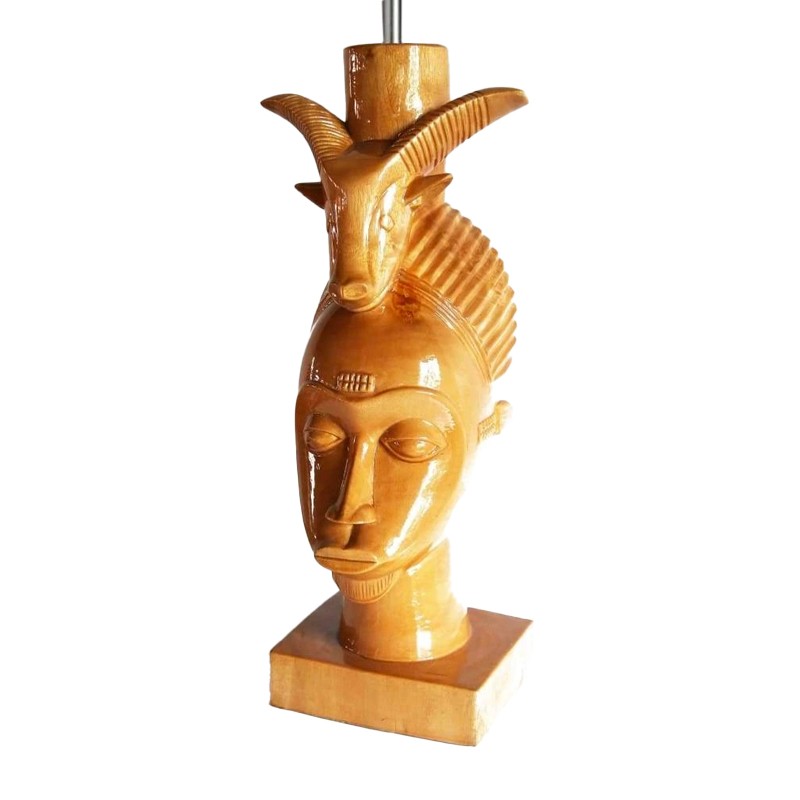 West African Hand Carved Gouro Mask with Ram on head Statue  - House of Avana 