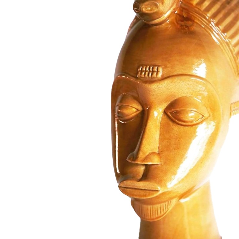 West African Hand Carved Gouro Mask with Ram on head Statue  - House of Avana 
