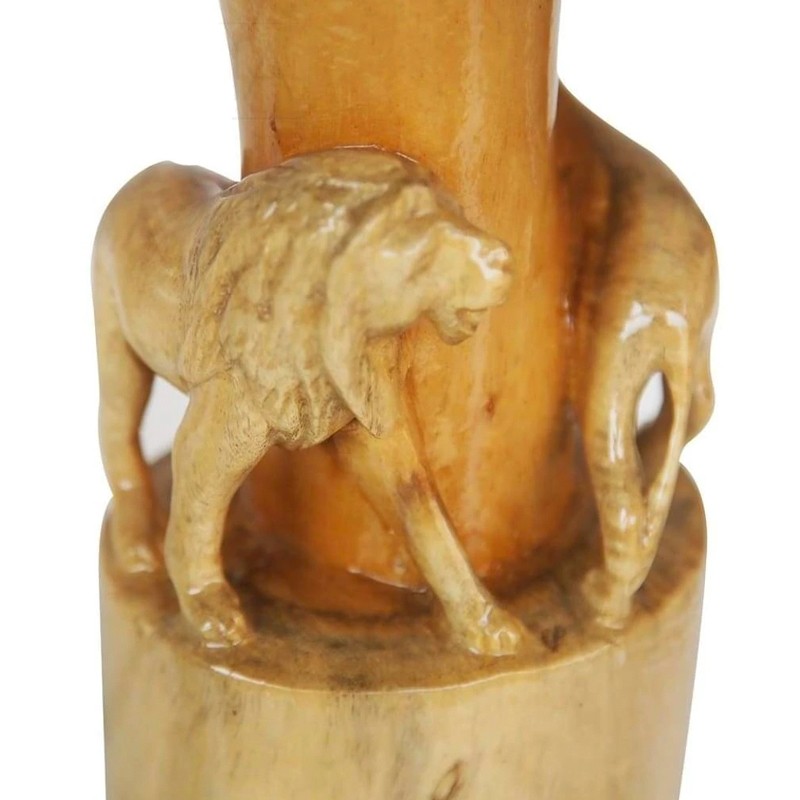 Hand Carved African Vintage March of the Lions House of Avana