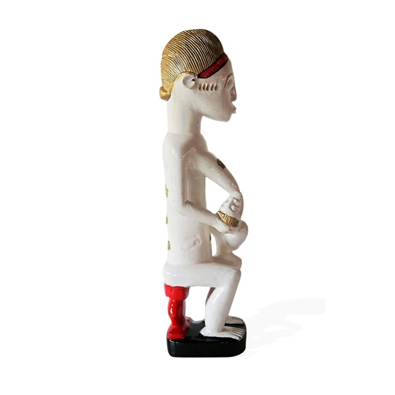 West African  Hand Carved Revived Balue Tribal Maternity Statue of a Mother nursing a Baby House of Avana