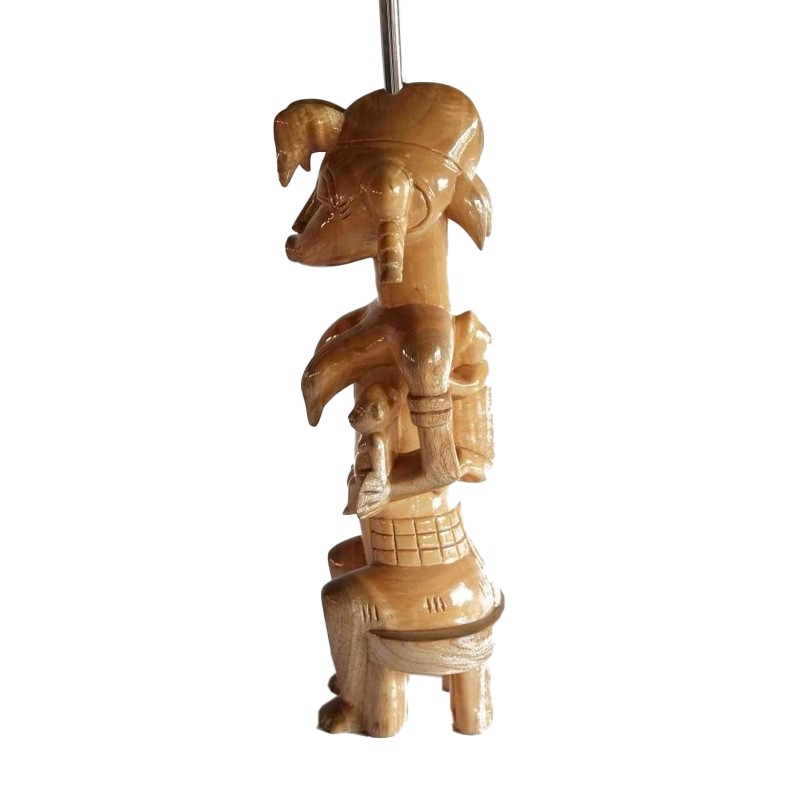 Revived West African Senufo Maternity Seated Mother Statue with 3 Babies  - House of Avana 