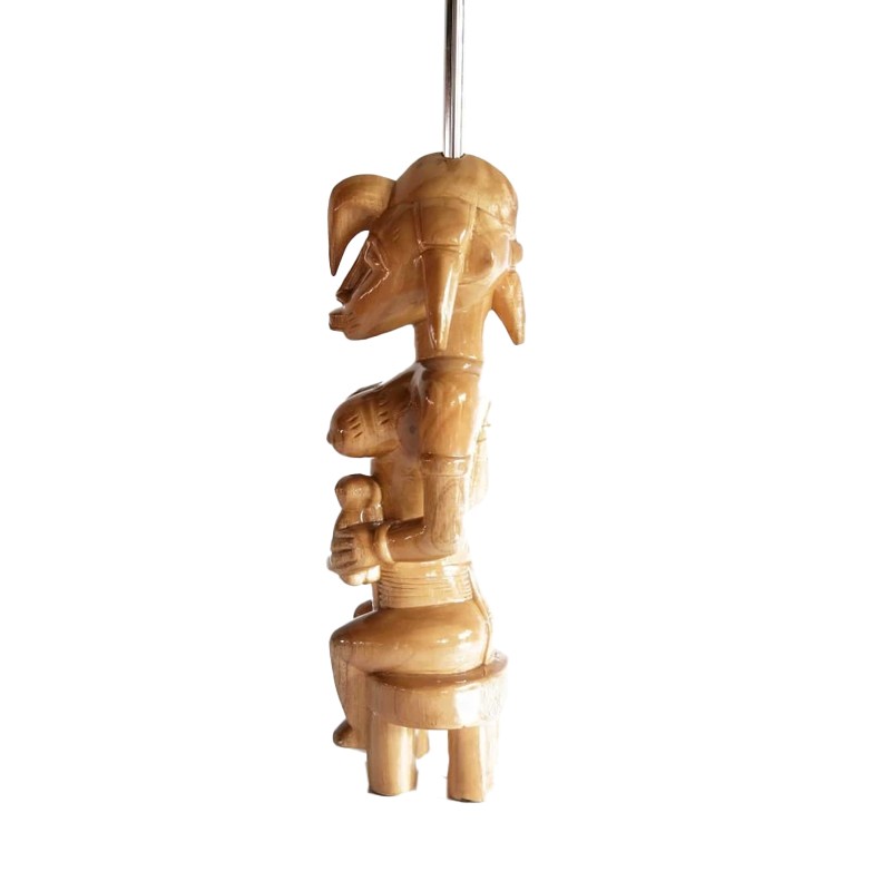 Revived West African Senufo Maternity Seated Mother Statue with a baby  - House of Avana 