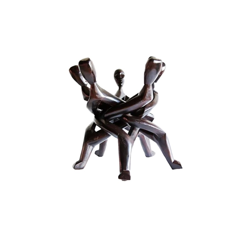 West African Hand Carved Monoxylous 5 head African Akan Unity Statue House of Avana