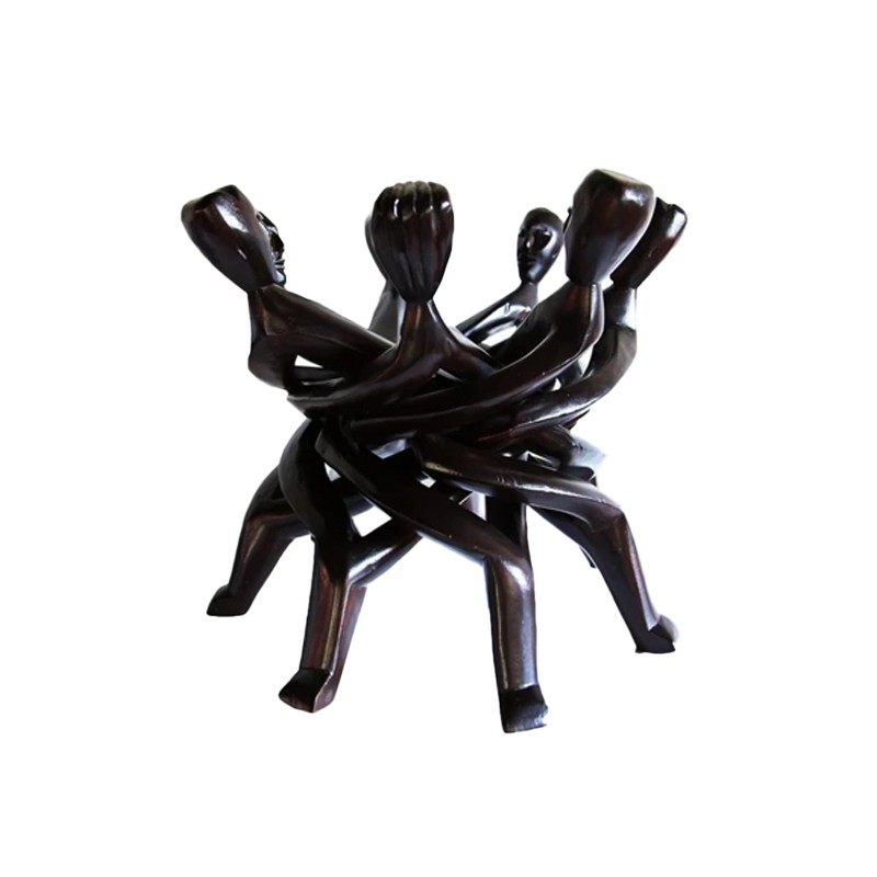 West African Hand Carved Monoxylous 7 head African Akan Unity Statue House of Avana