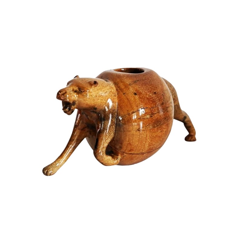 African Rustic Hand Carved Pregnant Panther House of Avana