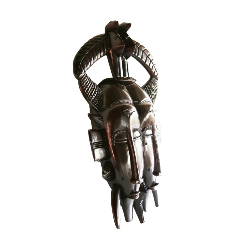 West African Tribal Double Faced Senufo Fertility With 2 Kalao House of Avana