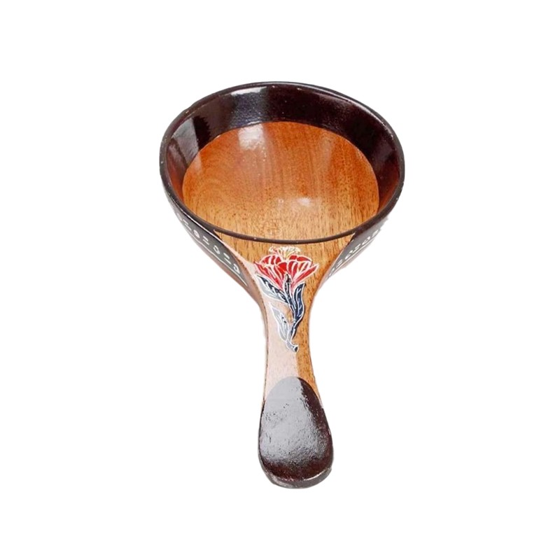 African Hand Carved Black Rim And Red Rose  - House of Avana 