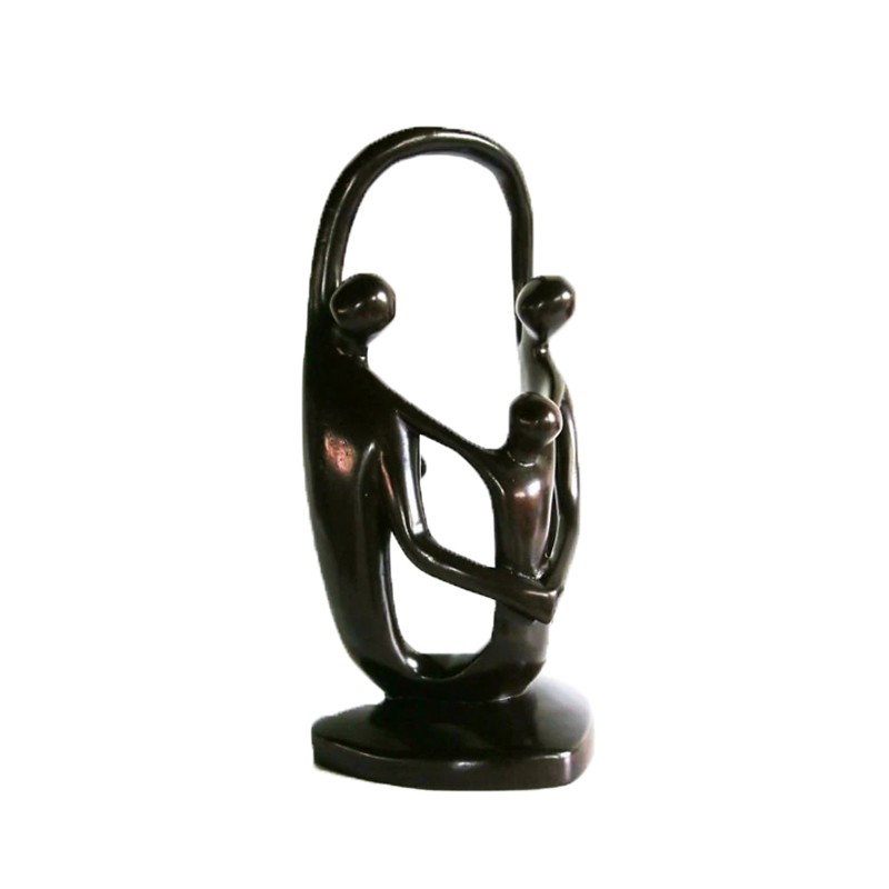 African Hand Carved Stylized Family Of 3 House of Avana