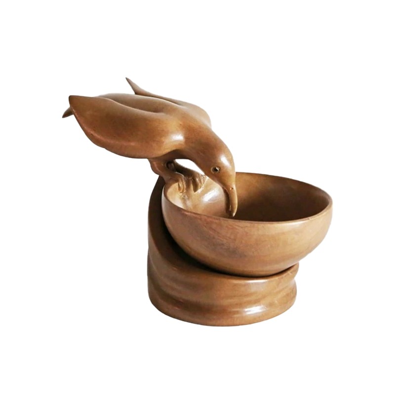 West African Hand Carved Wildlife  Thirsty Parrot House of Avana