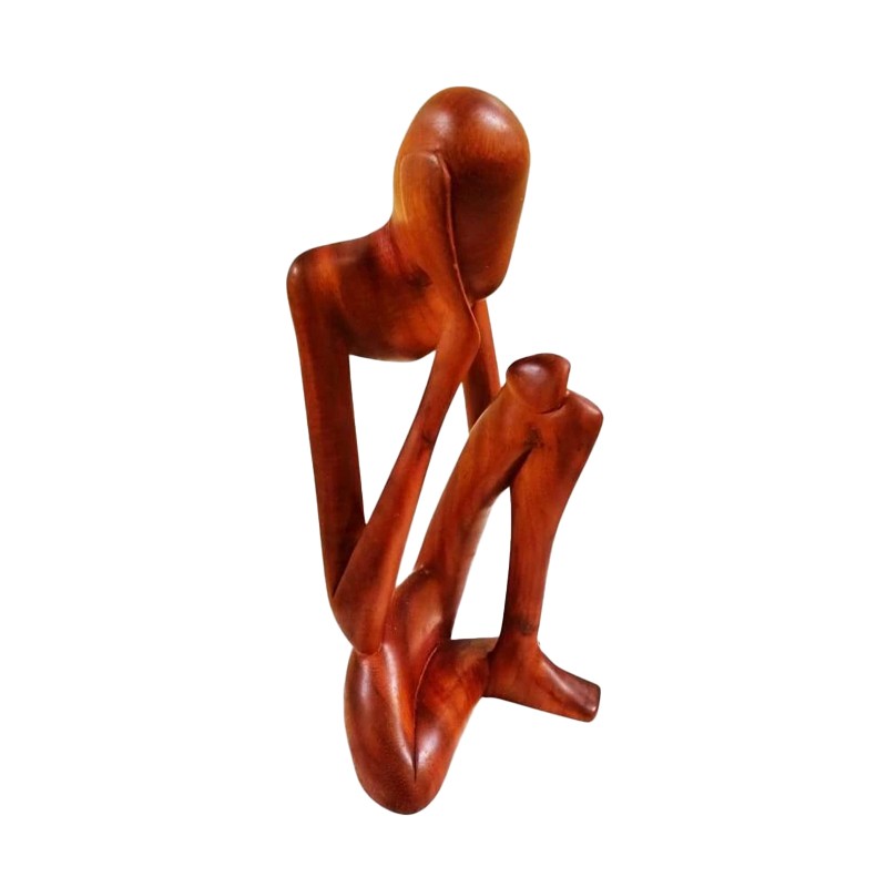 West African Hand Carved Stylized Thoughtful Man House of Avana