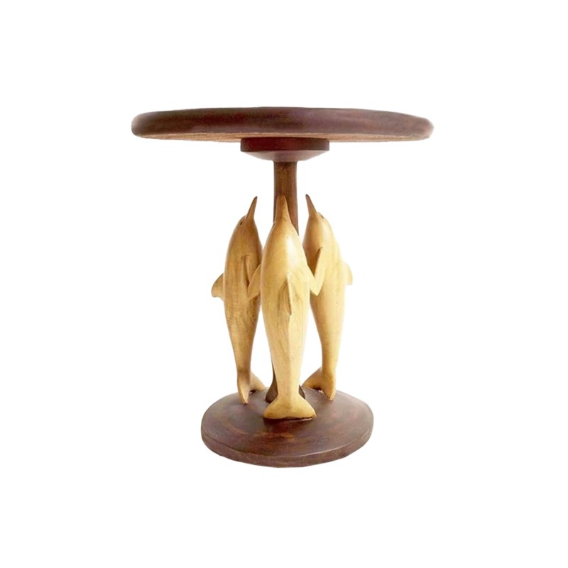 African Hand Carved Stylized Triple Dolphins House of Avana