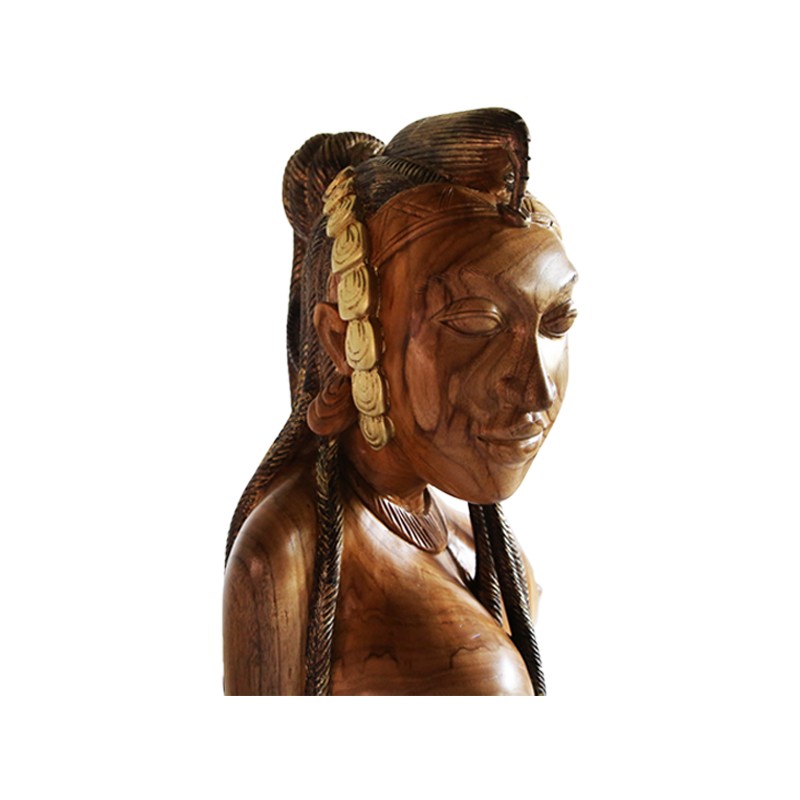 An African Hand Carved Woman With An Exotic Hair Braiding  - House of Avana 