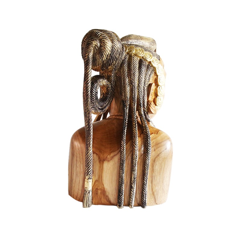 An African Hand Carved Woman With An Exotic Hair Braiding  - House of Avana 