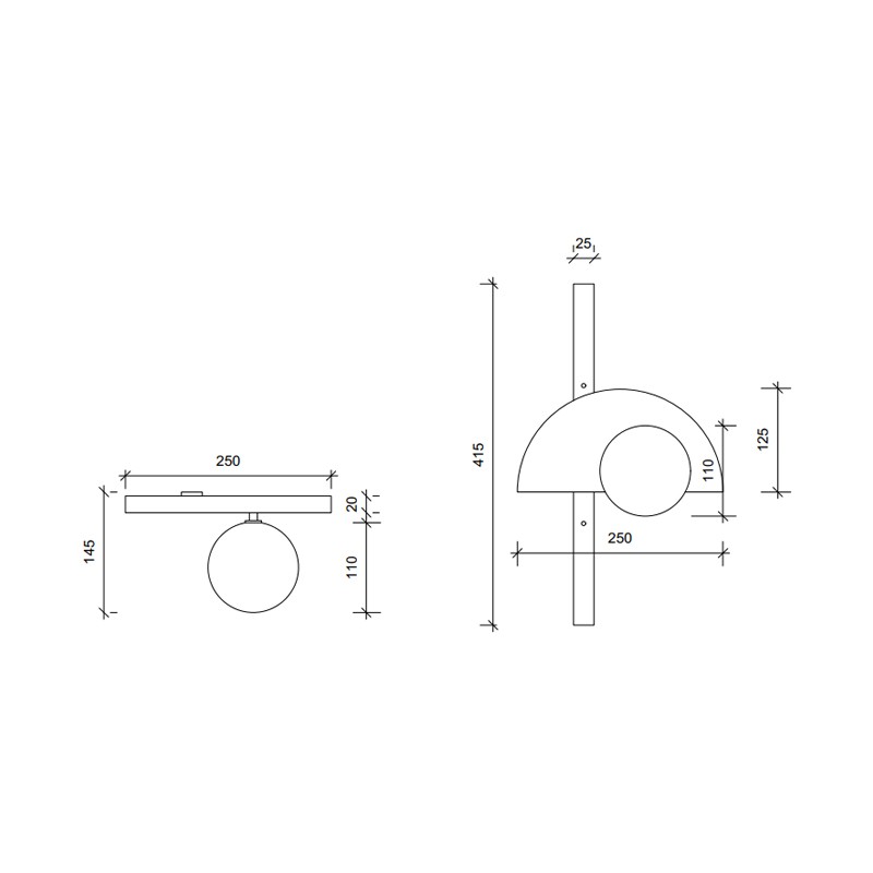 EXHIBITION WALL LIGHT  - Square In Circle 