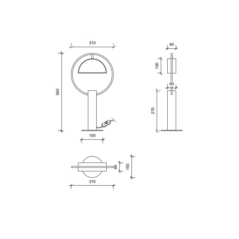 HALF IN CIRCLE TABLE LAMP  - Square In Circle 