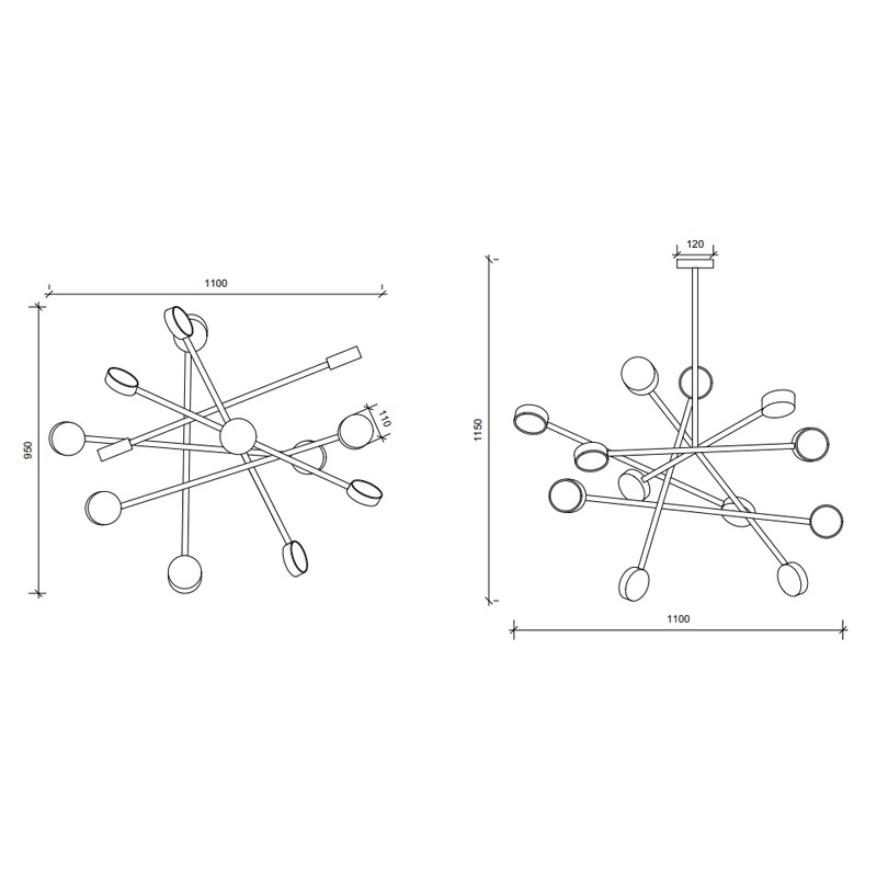 LINE CHAOS CHANDELIER  - Square In Circle 