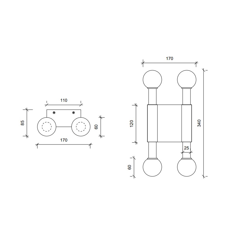 POLE AND CIRCLE II WALL LIGHT  - Square In Circle 