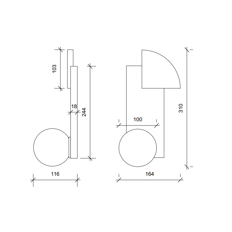 QUADRANT AND SPHERE WALL LIGHT  - Square In Circle 