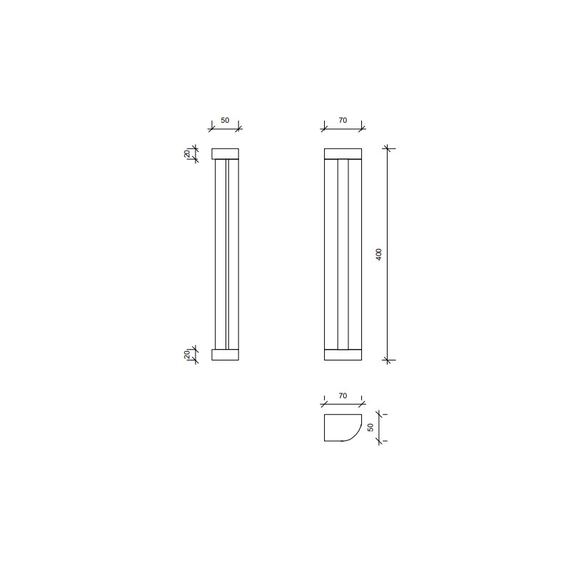 ROUNDED CORNER WALL LIGHT  - Square In Circle 