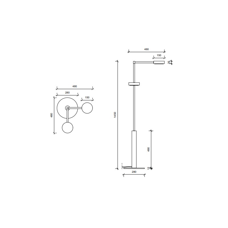 TWO CYLINDERS FLOOR LAMP  - Square In Circle 