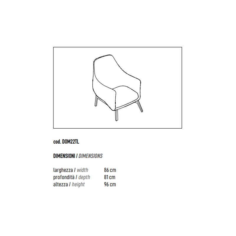 High-Back Lounge Armchair With Wood Base  - ADD 