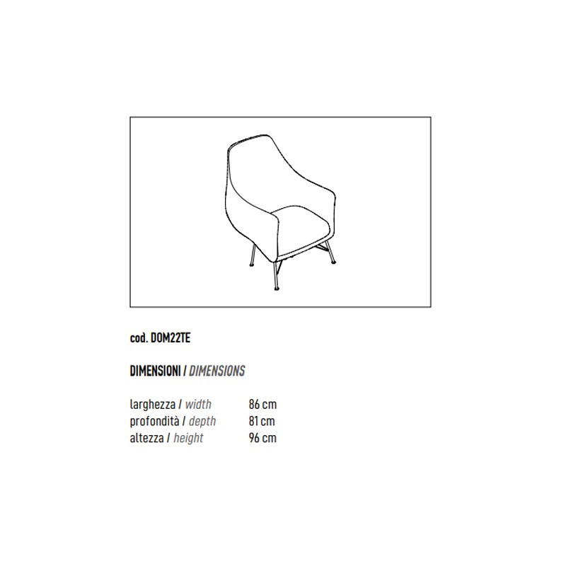 High-Back Lounge Armchair Eiffel Style Frame  - ADD 