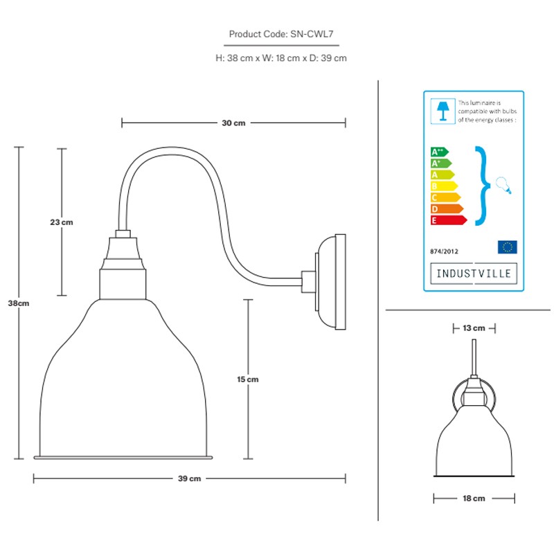 Swan Neck Cone Wall Light  - Industville 