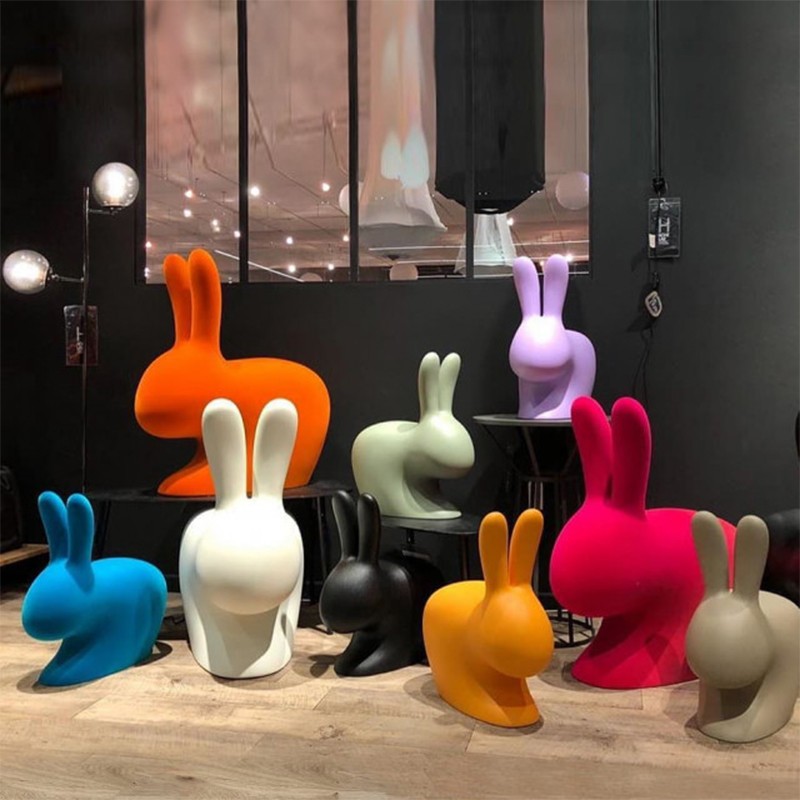 RABBIT CHAIR BABY VELVET FINISH Qeeboo