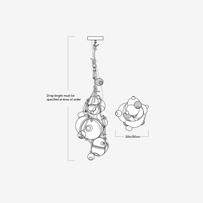 Knotty Bubbles Chandelier - 1 Lg, 2 Sm Bubbles, 5 Barnacles  - Roll & Hill 