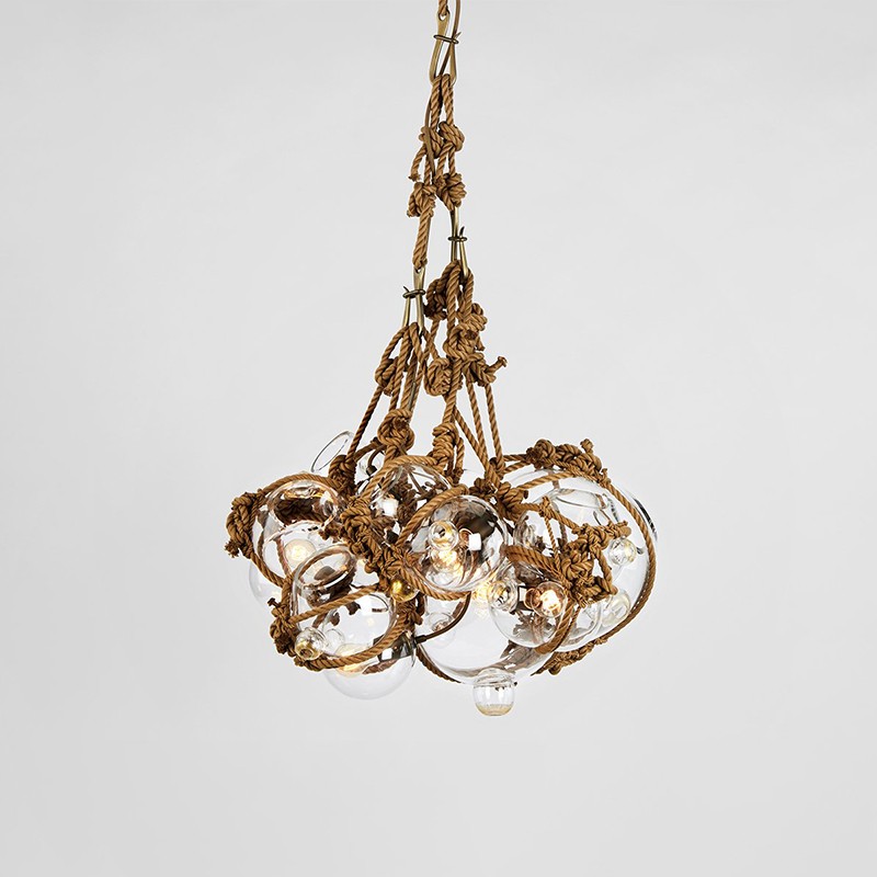 Knotty Bubbles Chandelier - 1 Lg, 6 Sm Bubbles Roll & Hill