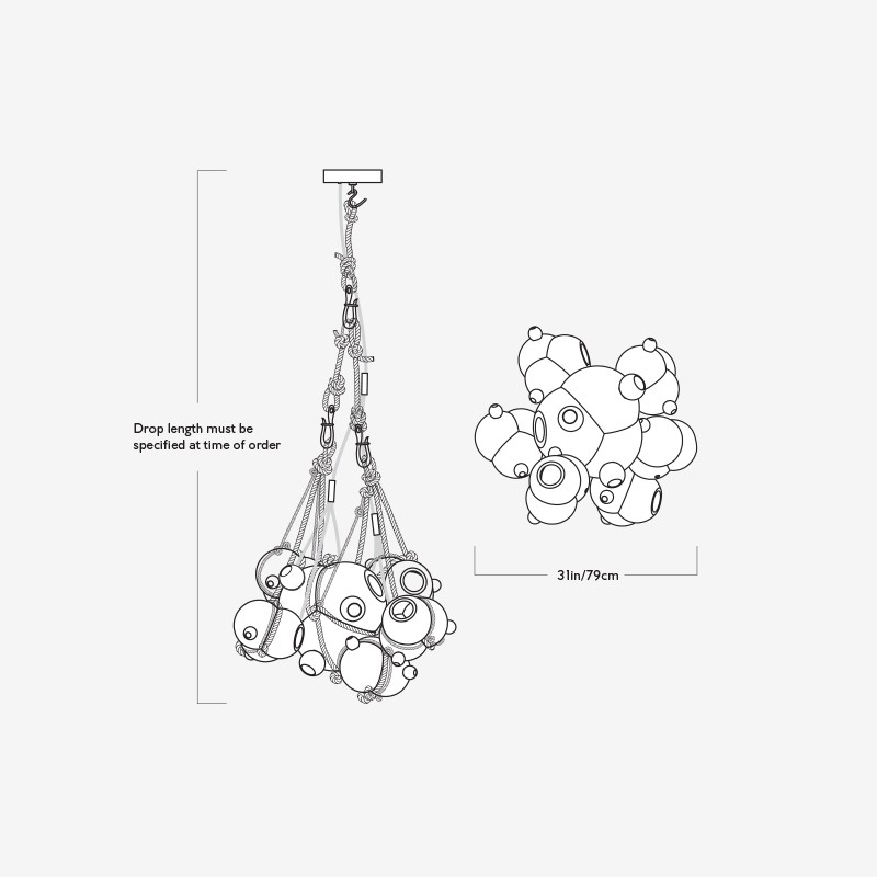 Knotty Bubbles Chandelier - 1 Lg, 6 Sm Bubbles  - Roll & Hill 