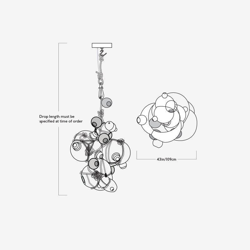 Knotty Bubbles Chandelier - 3 Lg, 2 Sm Bubbles, 5 Barnacles  - Roll & Hill 