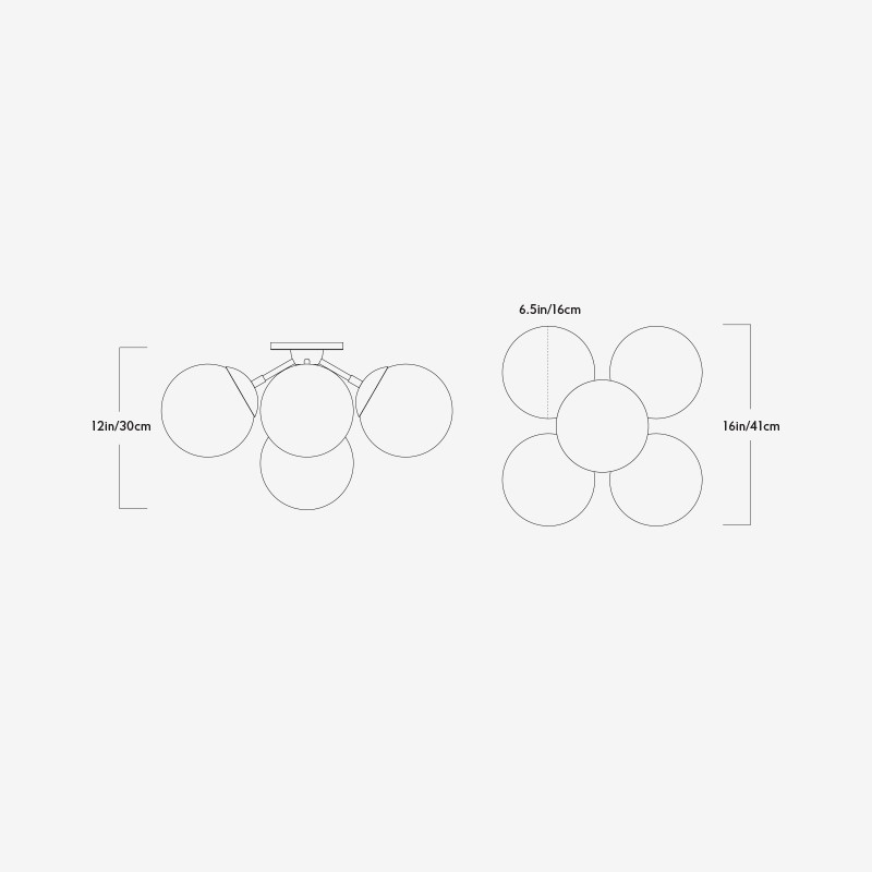 Modo Ceiling Mount - 5 Globes  - Roll & Hill 