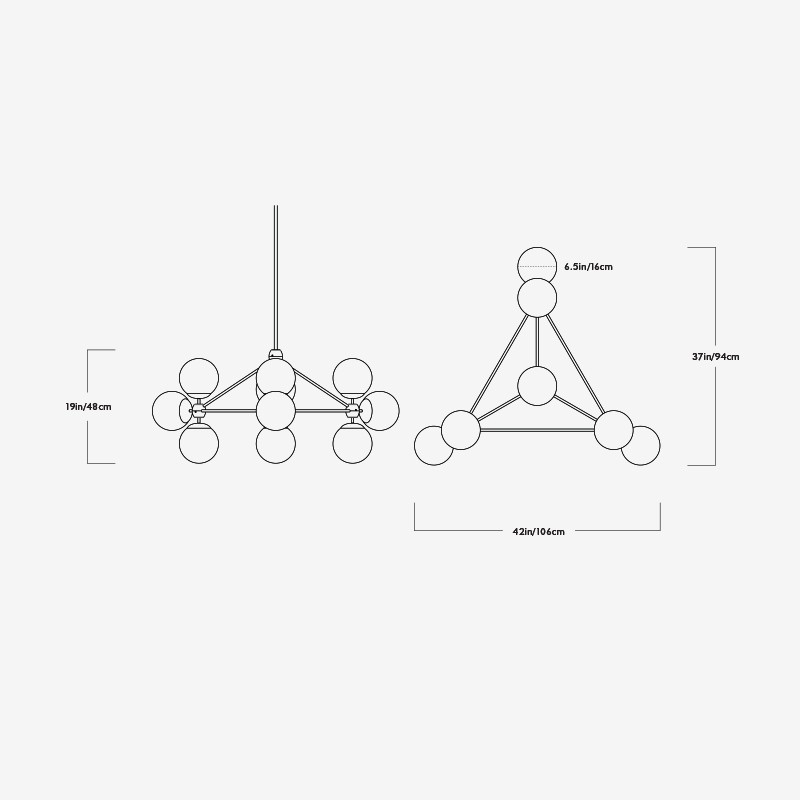 Modo Chandelier - 3 Sided, 10 Globes  - Roll & Hill 