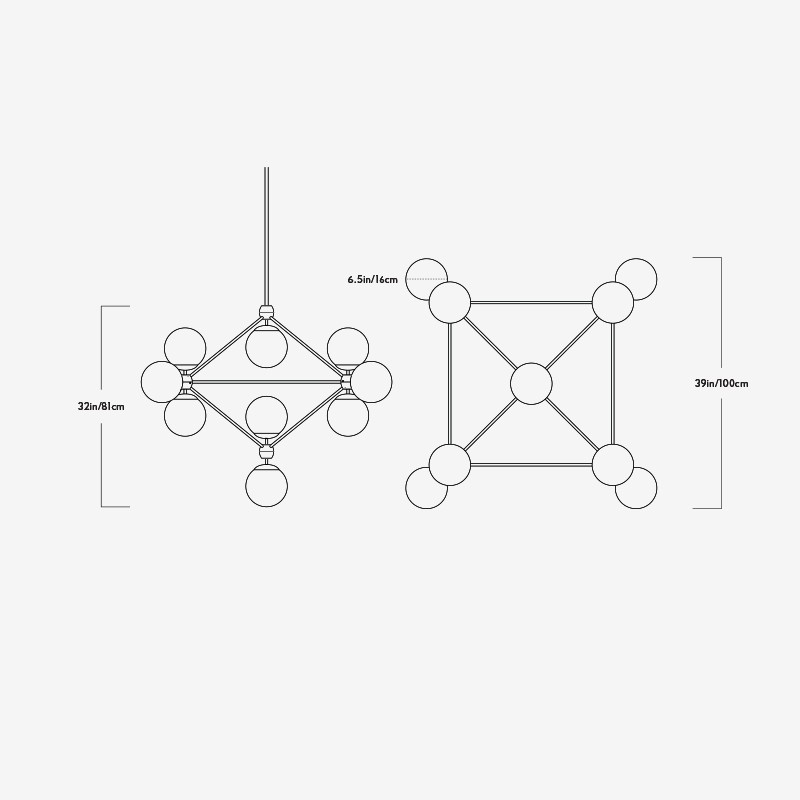 Modo Chandelier - 4 Sided, 15 Globes  - Roll & Hill 