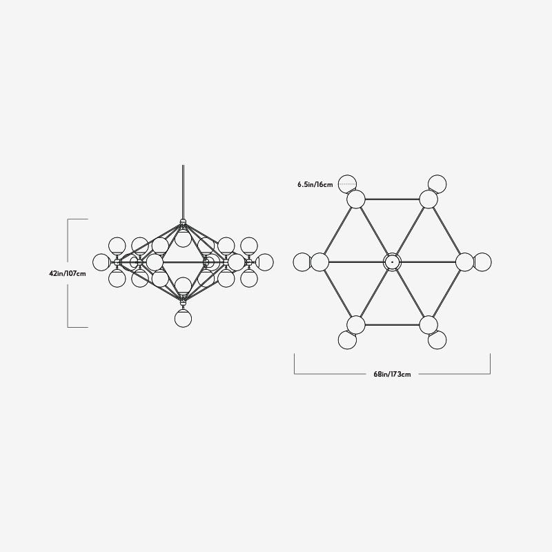 Modo Chandelier - 6 Sided, 21 Globes  - Roll & Hill 