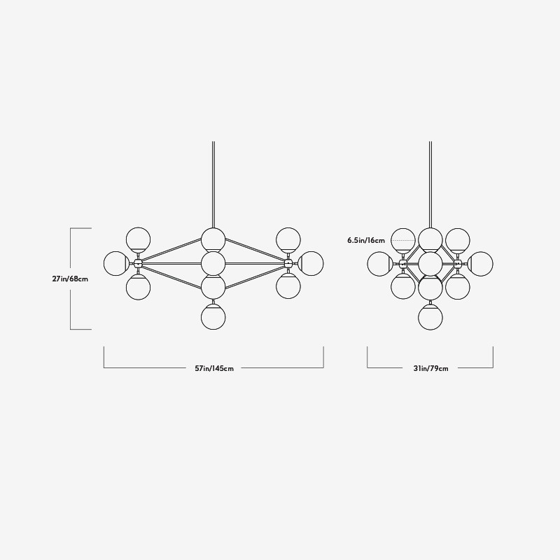 Modo Chandelier - Diamond, 13 Globes  - Roll & Hill 