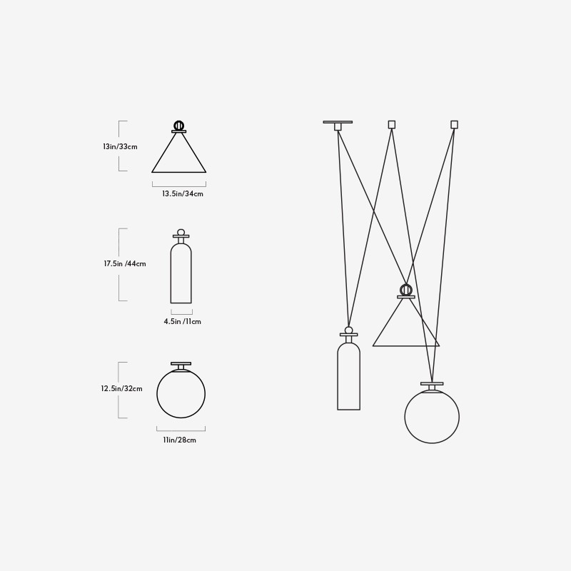 Shape Up 3-Piece Chandelier  - Roll & Hill 