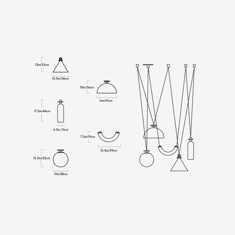 Shape Up 5-Piece Chandelier  - Roll & Hill 